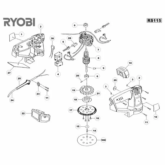 Ryobi ERO2412VN Spare Parts List Type: 5133000113